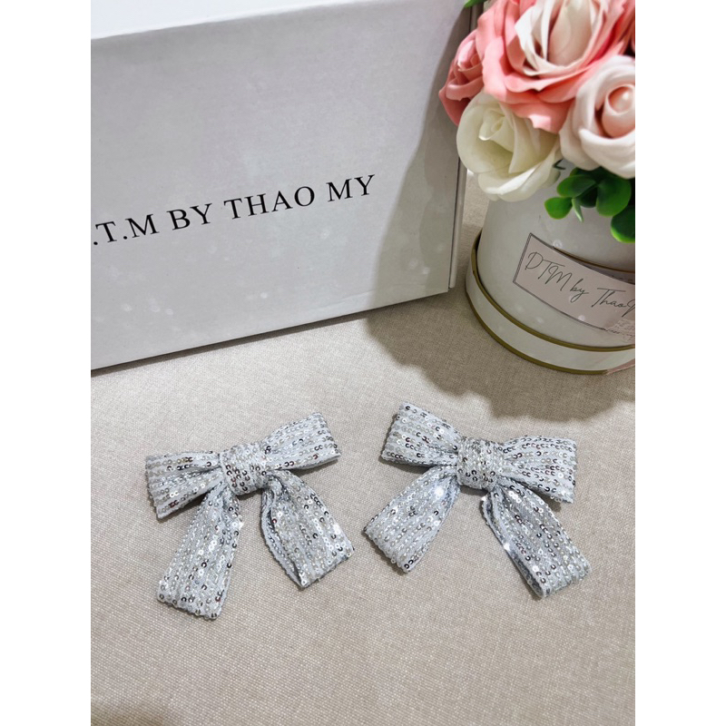 Nơ cài áo dạ tweed thủ công thiết kế DTMbyThaoMy