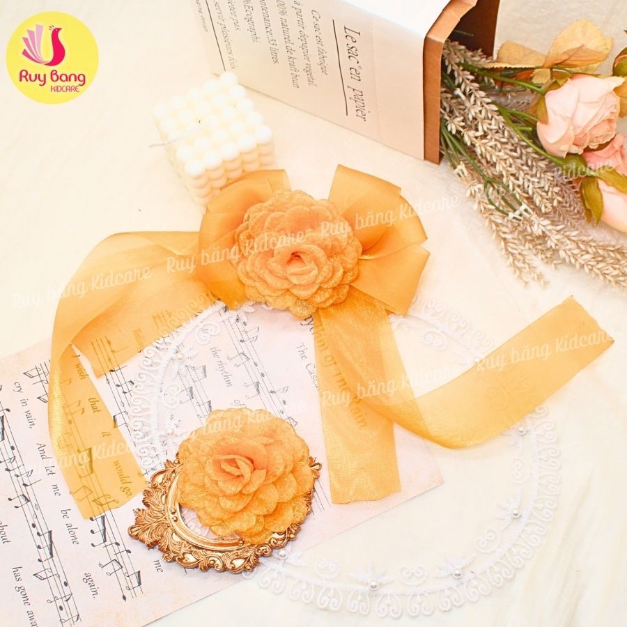 Hoa voan xốp nhăn dùng làm hoa cài áo, kẹp tóc...