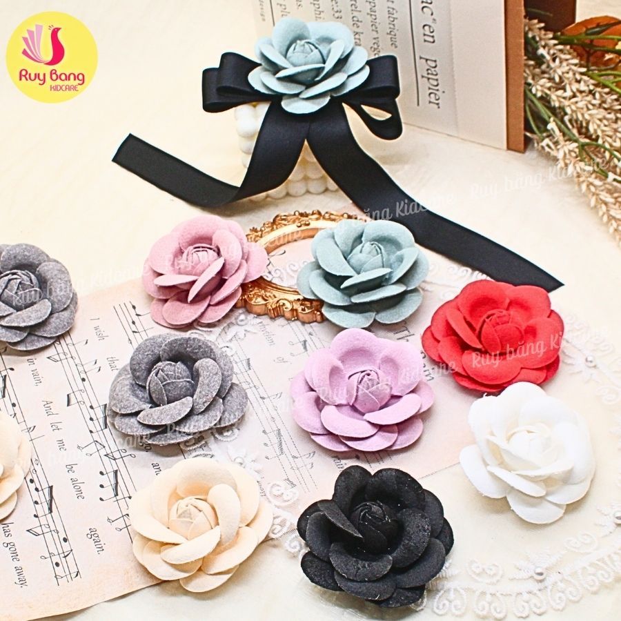 Hoa trà dạ sz 7cm dùng làm hoa cài áo, hoa trang trí...