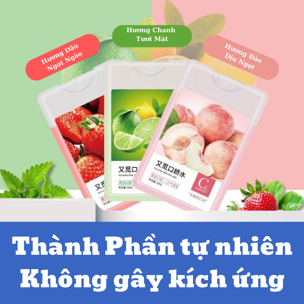 Xịt Thơm Miệng Oral COKELIFE 20ml hương dâu tây đào chanh thơm miệng tự tin khi yêu