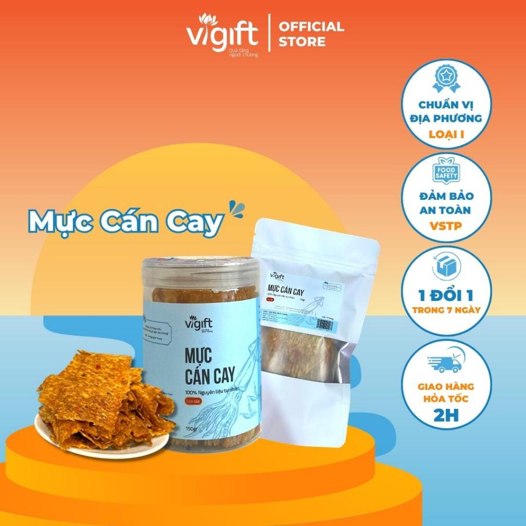 Mực Cán Cay VIGIFT Mực Khô Miếng Dày Đồ Ăn Vặt Mặn Thơm Ngon Ngọt Ít Cay Hoàn Tiền 100% Nếu Không Đúng Chất Lượng