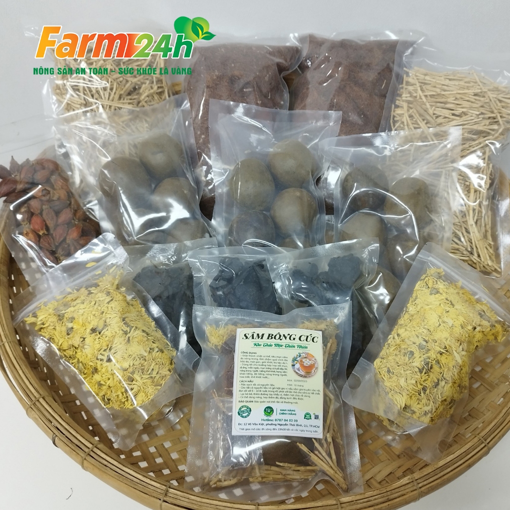 Sâm bông cúc, set đủ vị nấu 10 lít nước, tặng kèm hạt chia, hàng mùa mới, chuyên dùng cho gia đình và hàng quán