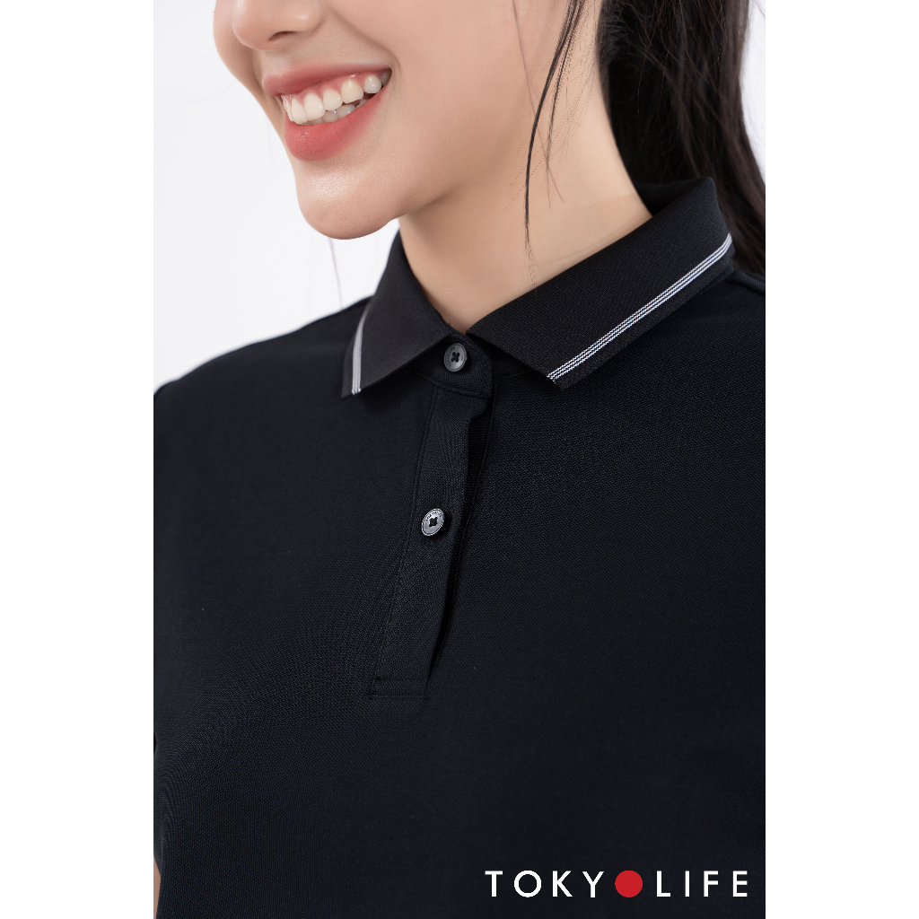 Áo Polo NỮ xơ dừa cổ phối sọc kẻ TOKYOLIFE C9POL513M