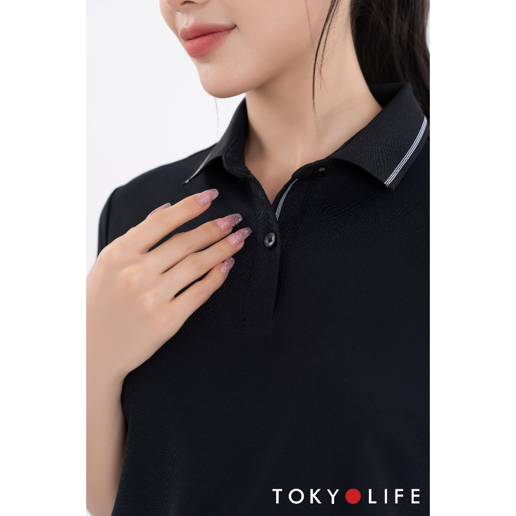 Áo Polo NỮ xơ dừa cổ phối sọc kẻ TOKYOLIFE C9POL513M