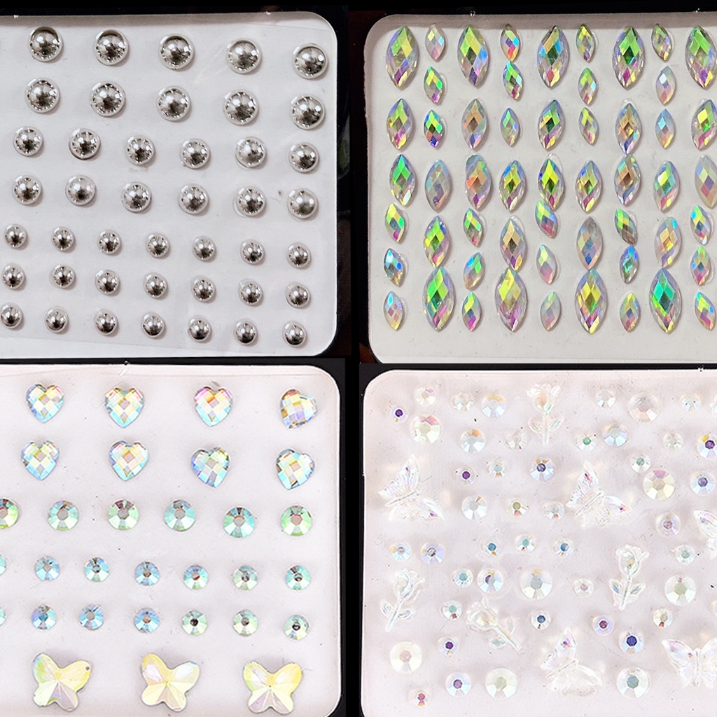 Đá đính trang điểm makeup hình bướm, hạt hoa đẹp | đính đá crystal face | đính mắt tiệc sự kiện rave | makeup cô dâu
