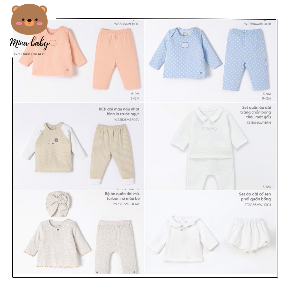 Bộ quần áo dài tay bé gái, bé trai bổ trụ Nous, chất liệu Nu Air, Velour kháng khuẩn (size từ 9-12 tháng đến 2-3 tuổi)