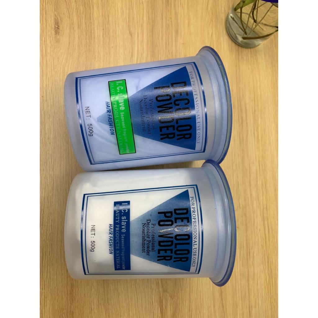 Bột tẩy tóc cao cấp DECOLOR POWDER 2 màu trắng - xanh 500g, tóc lên tone 8 9