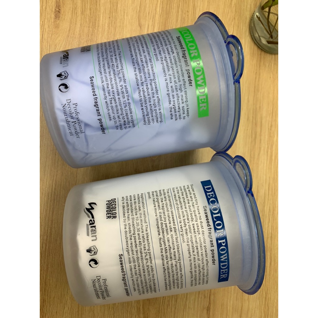 Bột tẩy tóc cao cấp DECOLOR POWDER 2 màu trắng - xanh 500g, tóc lên tone 8 9