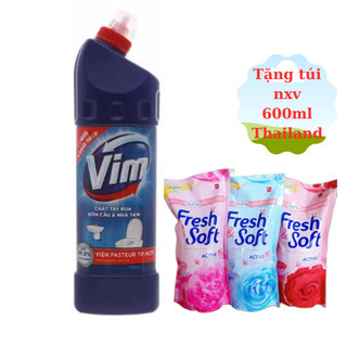 Nước tẩy bồn cầu, nhà tắm Vim Diệt khuẩn chai 880ml Tặng nước xả vải Thailand 600ml ( ngẫu nhiên)