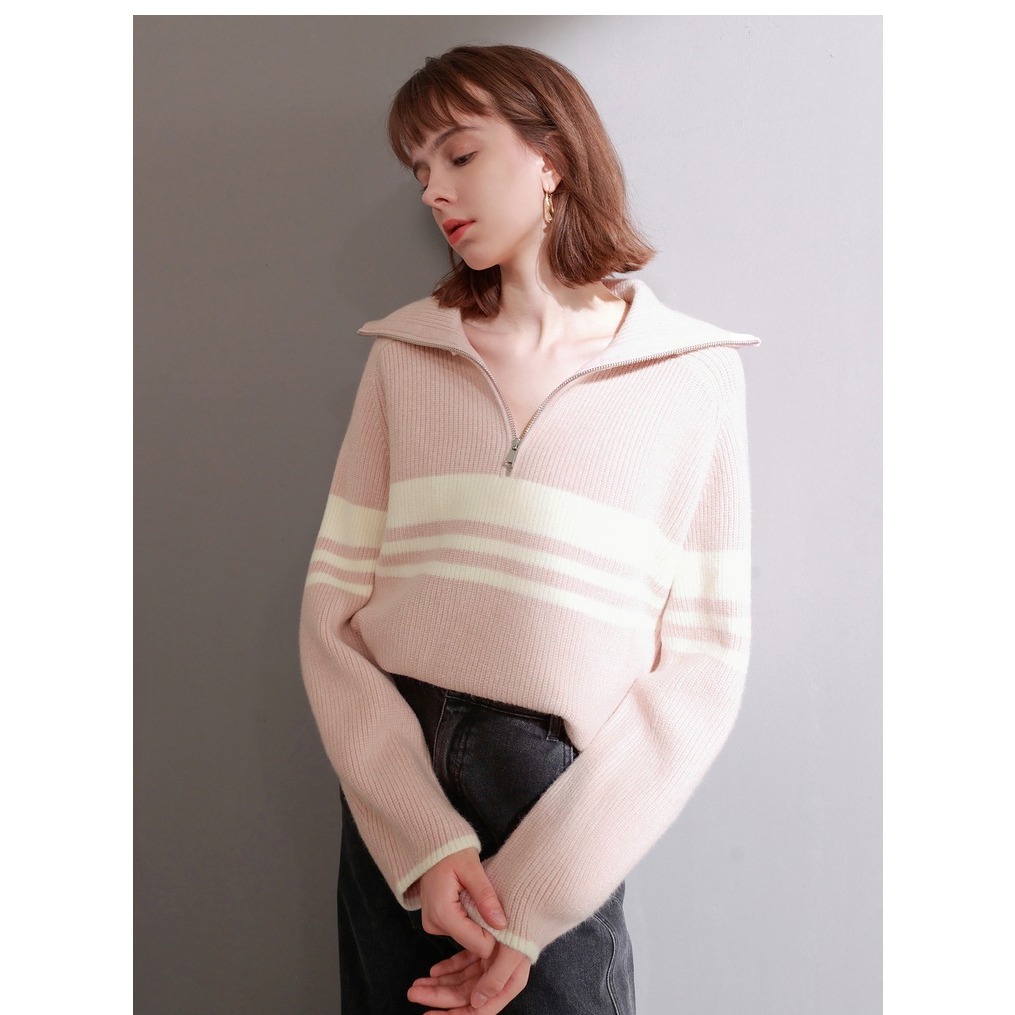 B301 Áo len kéo khoá xuất dư của 3COLOURS