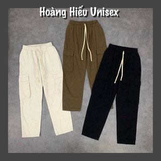 Quần ống rộng túi hộp Hoàng Hiếu Unisex cạp chun vải thô nam nữ