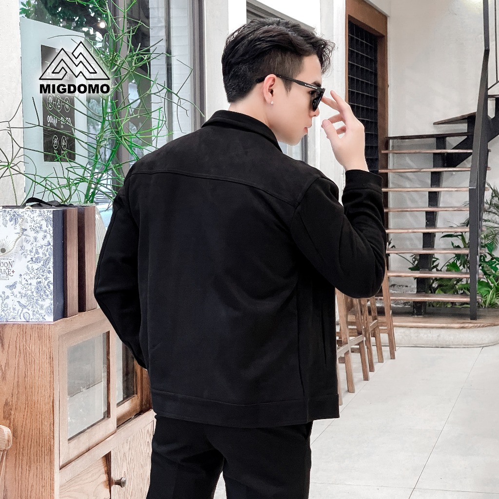 Áo Khoác Nam Da Lộn Khoá kéo MIGDOMO, Áo Khoác Nam Đẹp Phong Cách Hàn Quốc