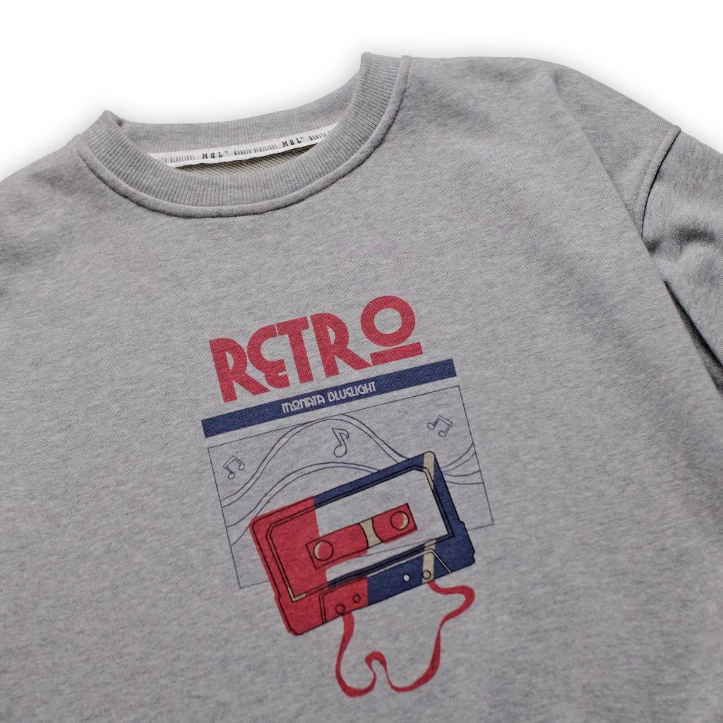 MONATA BLUELIGHT Retro Cassett XÁM - Áo sweater nỉ unisex