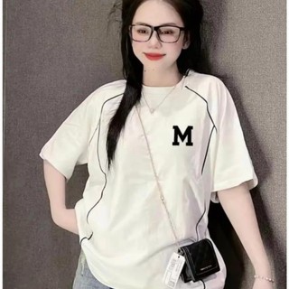 Áo thun nữ tay lỡ chất cotton khô 3158 in chữ M VIỀN phong cách Hàn Quốc THUUNISEX M11122