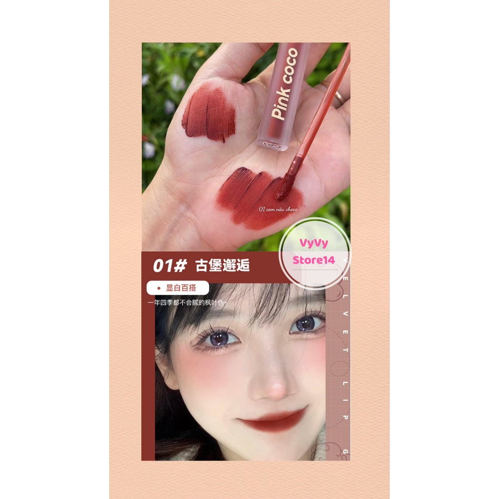 Son kem lì Pink Coco dưỡng ẩm lâu siêu mềm mịn lâu trôi