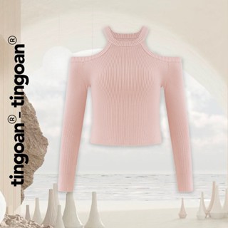 TINGOAN® - Áo len xù dáng lửng khoét hai vai hồng SOMI TOP/PK