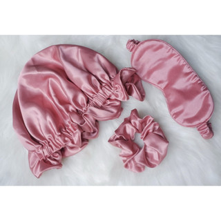 (Combo) SET 3 MÓN MŨ TRÙM, SCRUNCHIES, BỊT MẮT