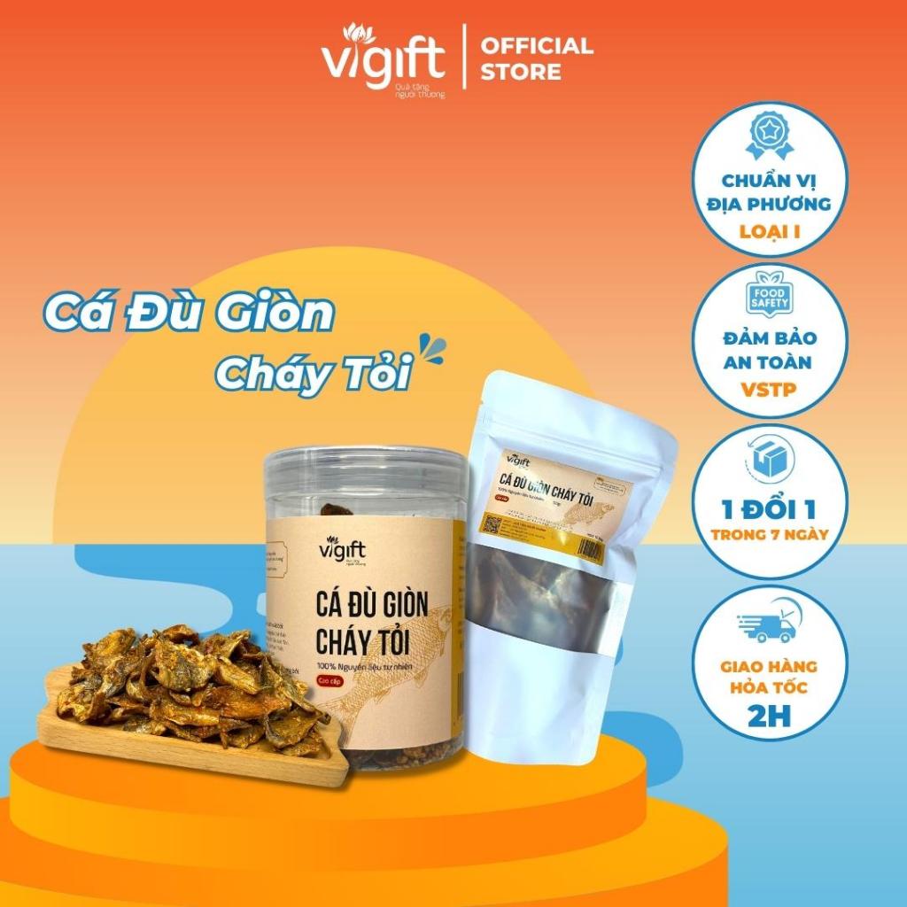 Cá Đù Giòn Cháy Tỏi VIGIFT Đặc Sản Đà Nẵng Đồ Ăn Vặt Giòn Tan Thơm Ngon Hoàn Tiền 100% Nếu Không Đúng Chất Lượng