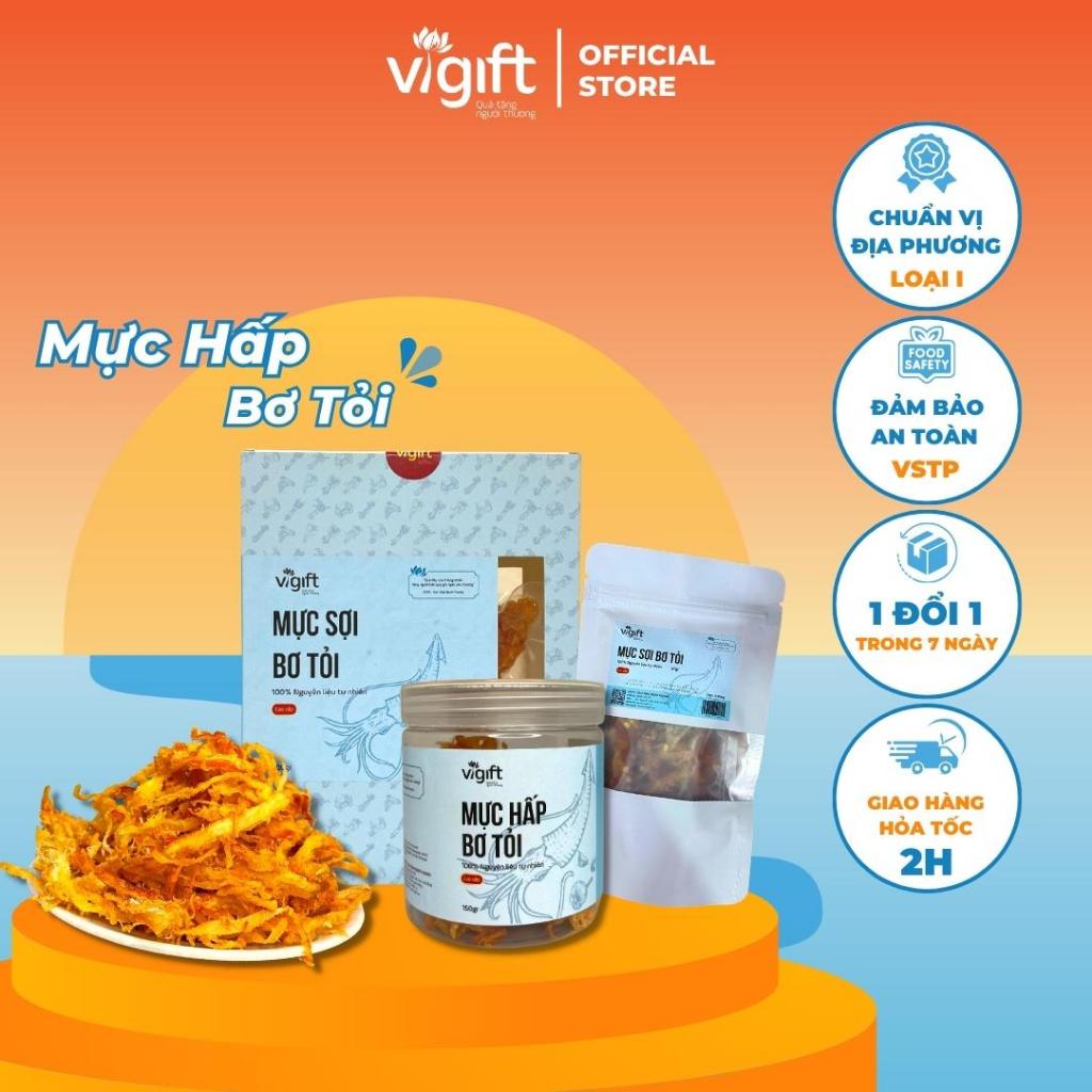 Mực Sợi Bơ Tỏi VIGIFT Đặc Sản Đà Nẵng Đồ Ăn Vặt Xé Sợi Thơm Ngon Ngọt Ít Cay Hoàn Tiền 100% Nếu Không Đúng Chất Lượ
