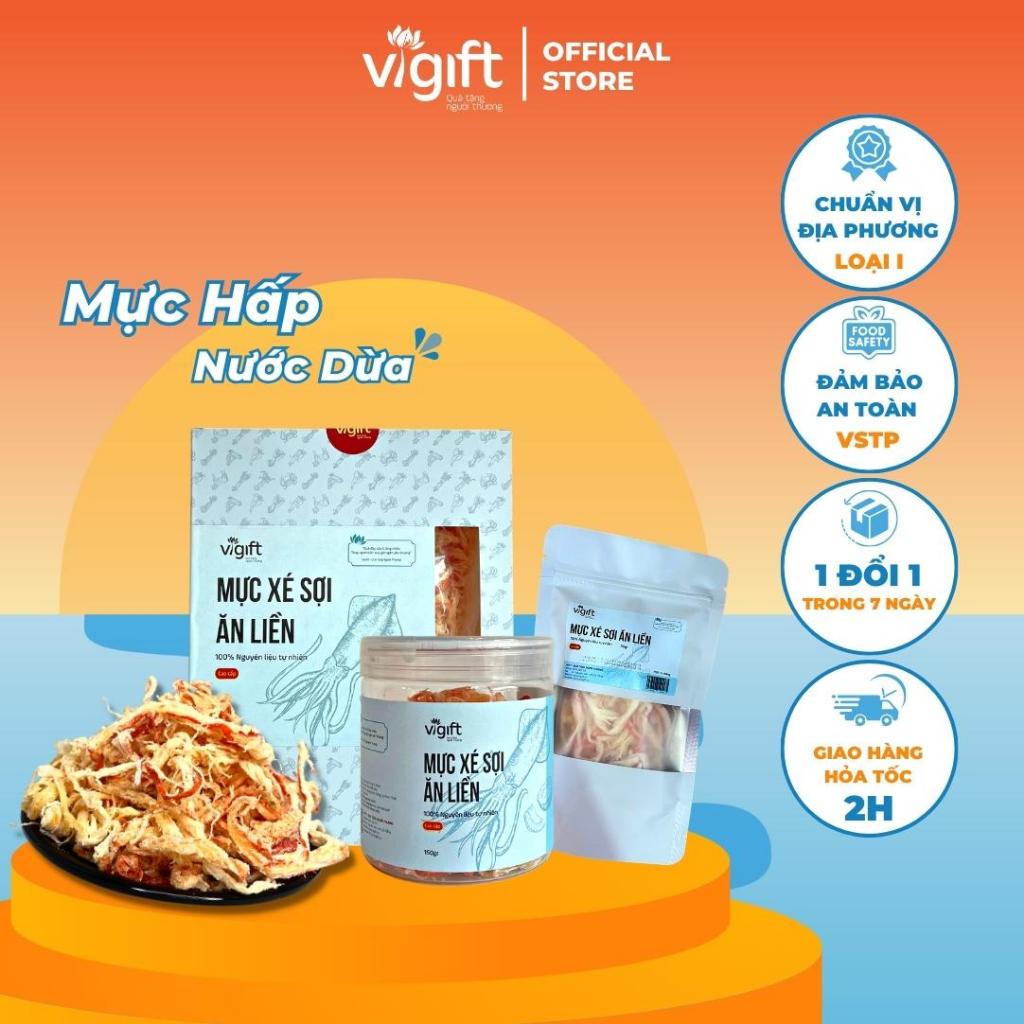 Mực Xé Sợi Ăn Liền VIGIFT Đặc Sản Đà Nẵng Đồ Ăn Vặt Xé Sợi Dai Dai Hoàn Tiền 100% Nếu Không Đúng Chất Lượng