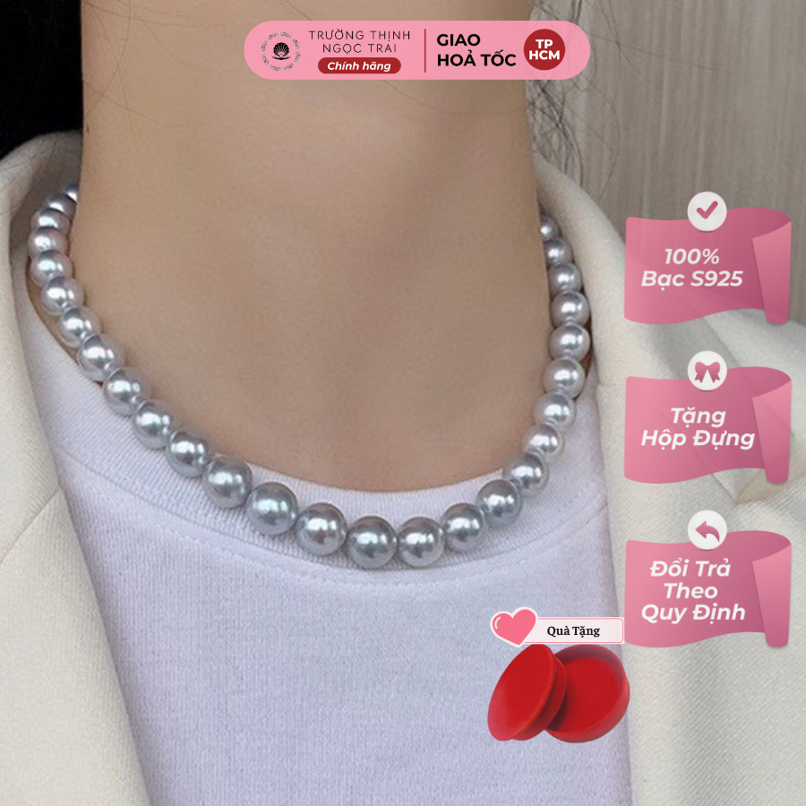 Chuỗi Ngọc Trai Xám 10-12 Ly Kiểu Dáng Tinh Tế - Ngọc Trai Trường Thịnh