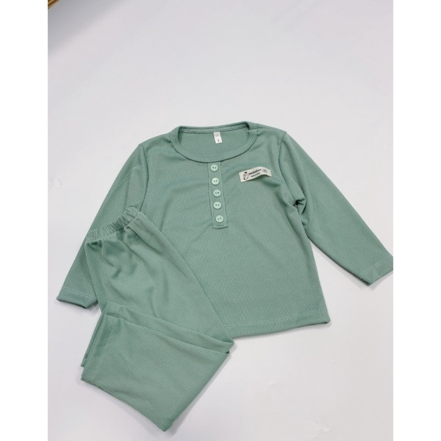 Set bộ thun tăm basic cho bé, bộ thun tăm dài tay mặc thu đông cho bé