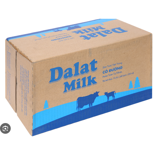 Thùng sữa đà lạt milk ít đường 48 gói 220ml mẫu mới date mới