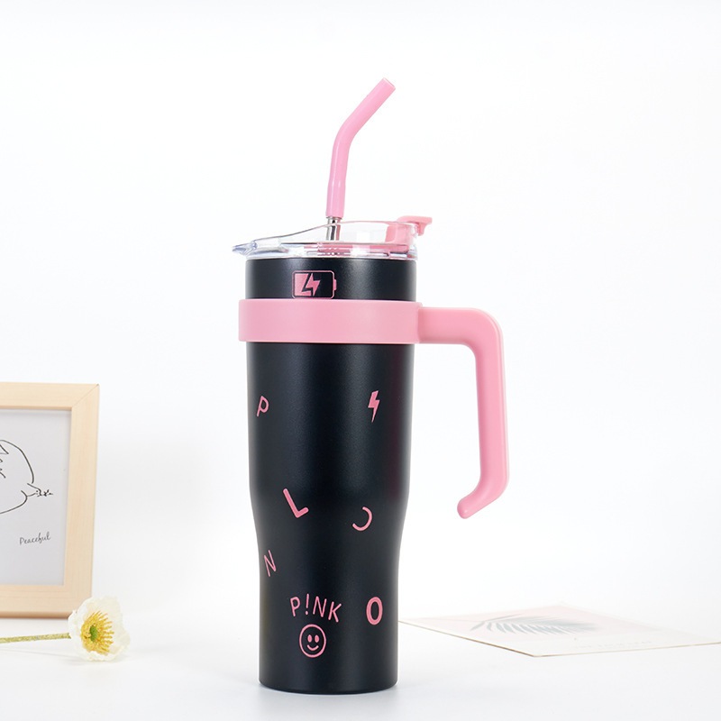 Ly Giữ Nhiệt BLACK PINK Thể Tích 1200ML Có Ống Hút Tay Cầm,2 màu, phong cách Hàn Quốc, Chống Giò Gỉ (BN87)