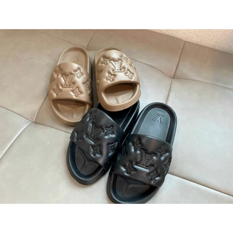 Dép đúc LV quai ngang bánh mì cao su non nguyên khối siêu nhẹ