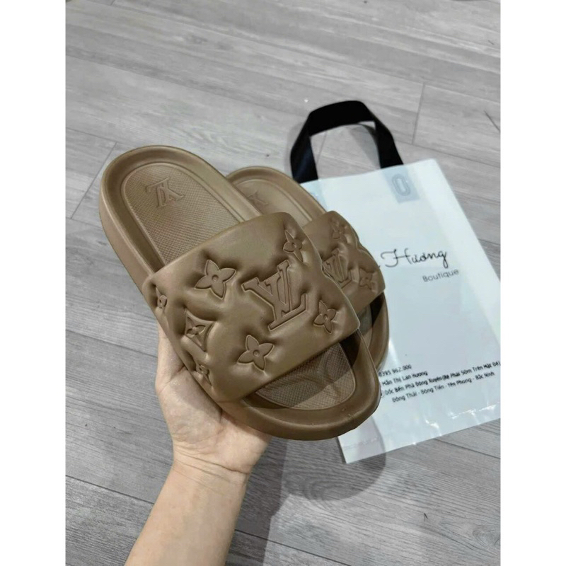 Dép đúc LV quai ngang bánh mì cao su non nguyên khối siêu nhẹ