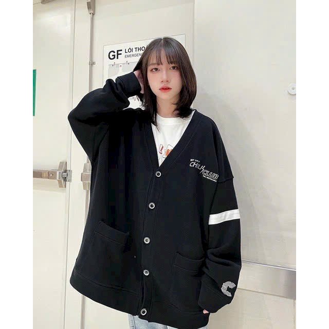 Áo khoác cardigan Nữ Chill W tay phối khoang trẻ trung chất thun nỉ xịn sò Hoco76 76