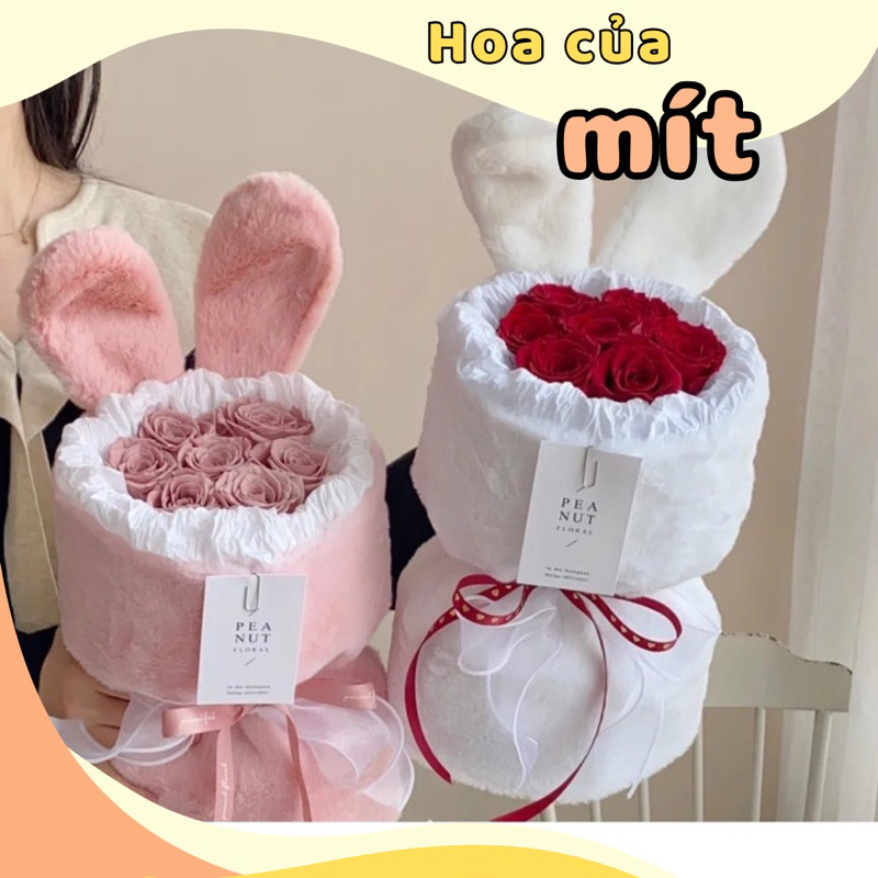 Bó hoa sáp tai thỏ siêu yêu, Quà tặng bạn gái, Quà tặng 20/10 - C01