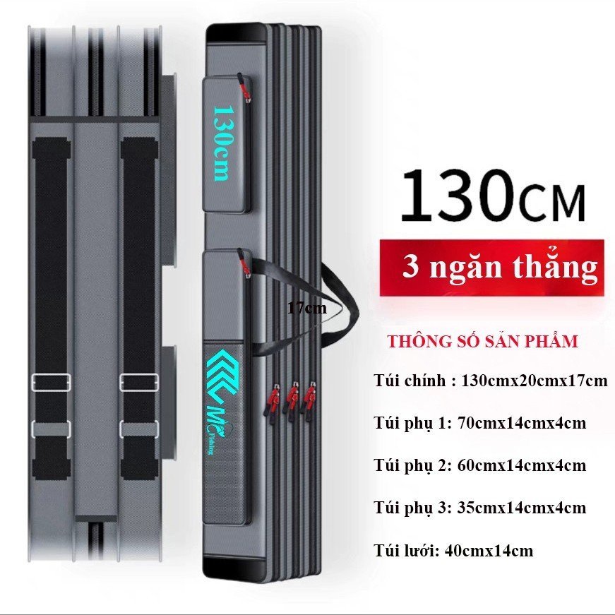 Túi đựng cần câu cá đài, máy lure 2,3 ngăn MC Fishing chống thấm nước cao cấp siêu bền giá rẻ