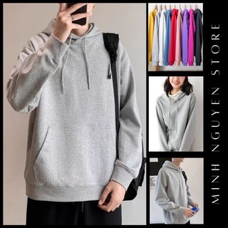 Áo Hoodie Unisex Trơn kiểu dáng basic phong cách Hàn Quốc- màu Ghi