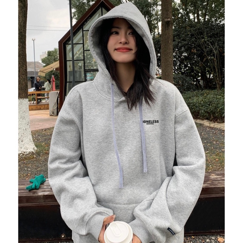 Áo Khoác HOODIE nỉ bông mũ to 2 lớp Unisex form rộng BONELESS