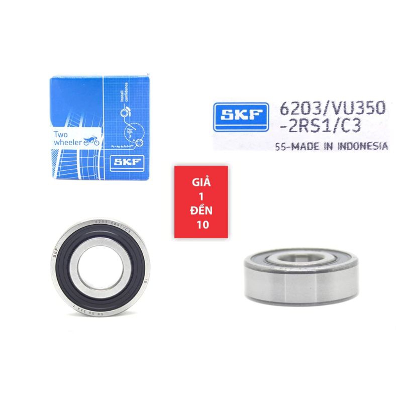 Bạc đạn vòng bi SKF 6203 VU350-2RS1/C3 chính hãng bánh trước sau cùi dĩa SKF