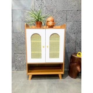 Tủ giày dép cánh mây, kệ để giày thông minh 2 cánh gỗ mdf 90x60x30