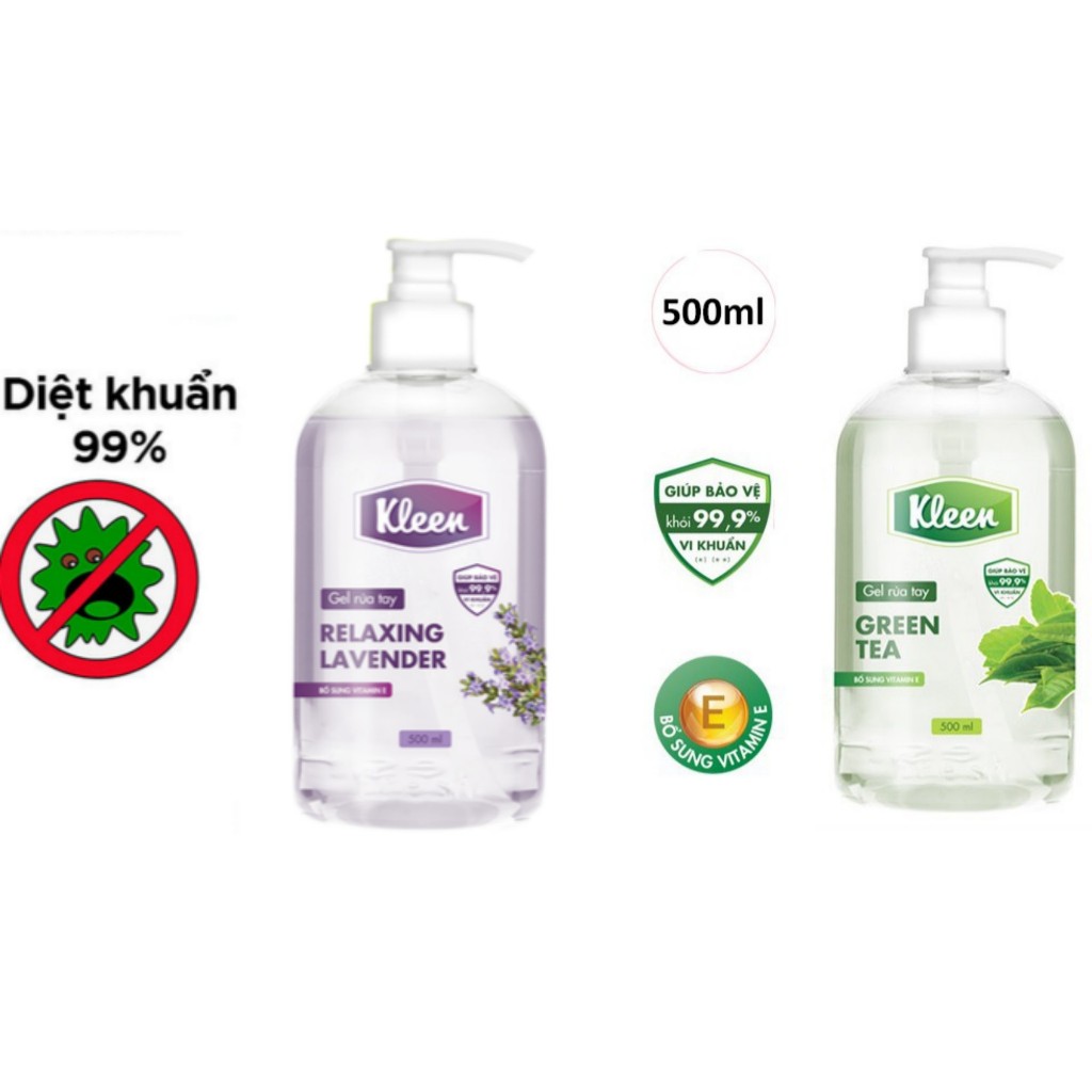 (GIAO HỎA TỐC) GEL RỬA TAY KHÔ SẠCH KHUẨN KLEEN CÓ VÒI TIỆN DỤNG 500ML