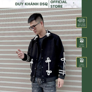 Áo khoác bomber thu đông nam nữ đẹp, áo khoác dạ cao cấp hoạ tiết phong cách thời trang duy khánh dsq98