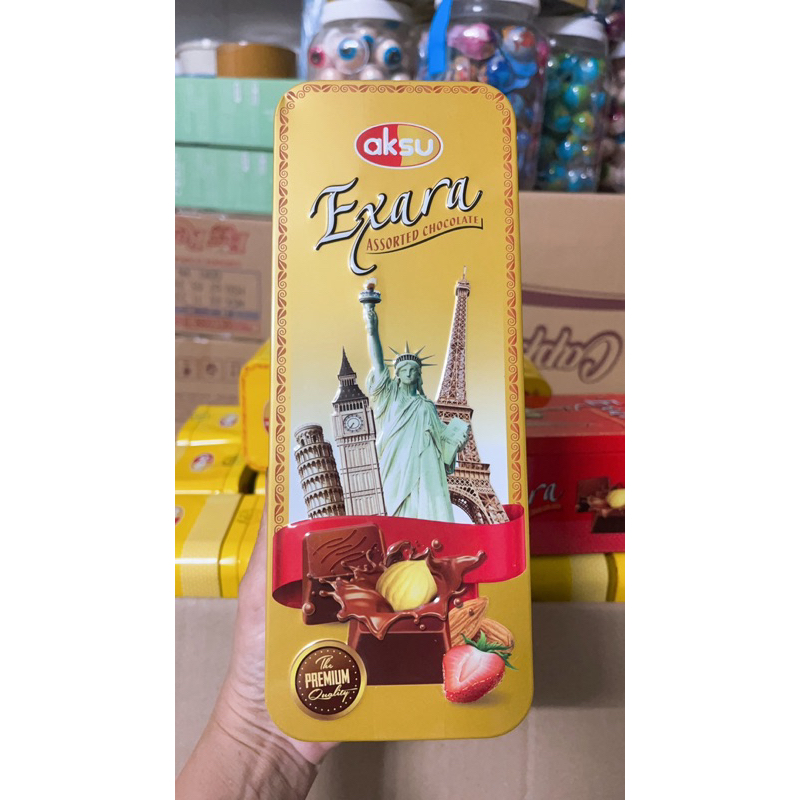 Socola sữa & hạt phỉ hộp thiếc 150 gr . socola Aksu