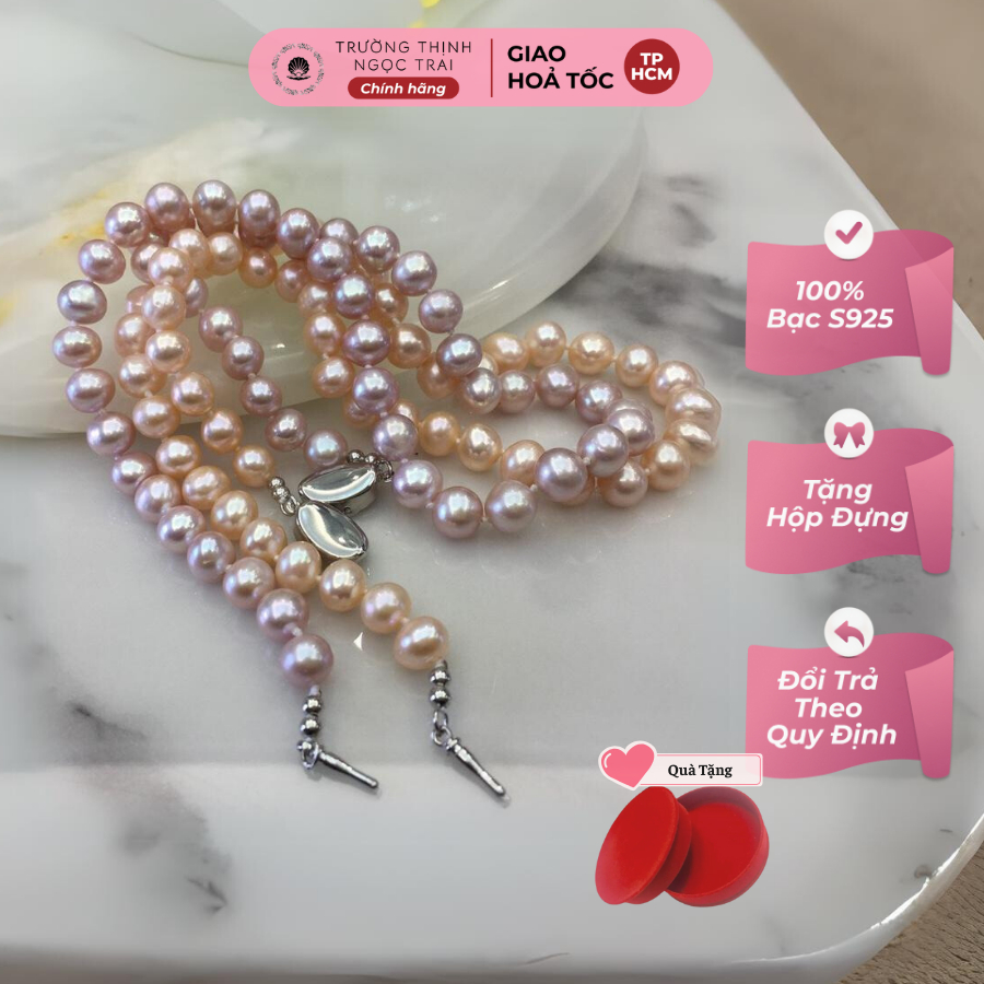 Chuỗi Cổ Ngọc Trai 9ly Gần Tròn Đều Có Thắt Gút Thời Trang - Ngọc Trai Trường Thịnh