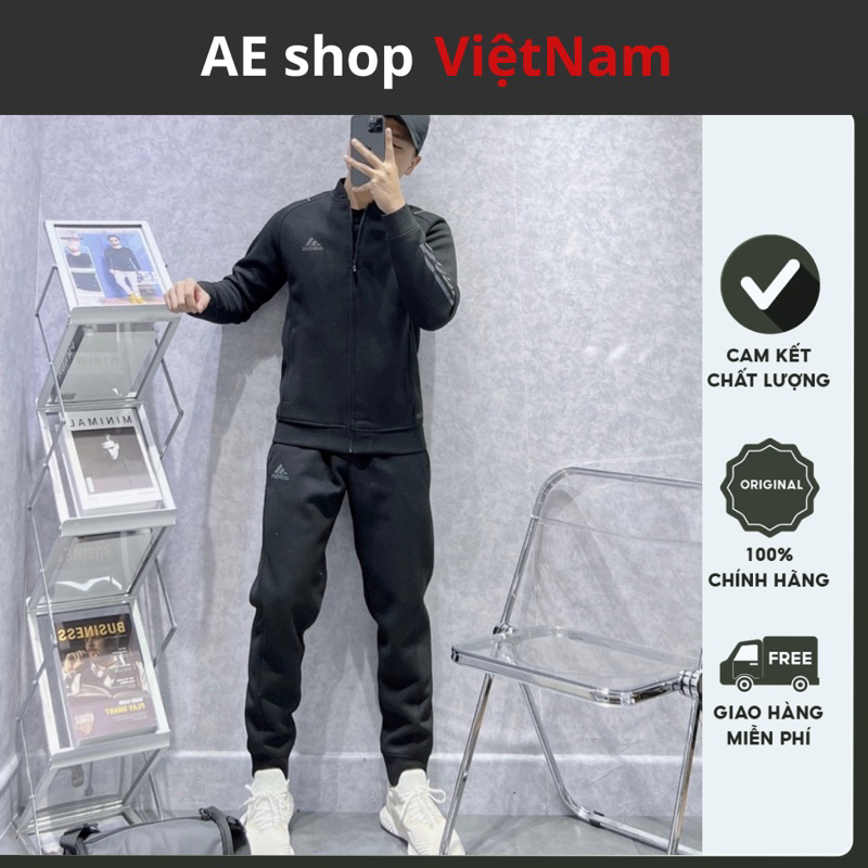 Bộ quần áo nam adidas thu đông AE2992, đồ bộ nam mùa đông kéo khoá