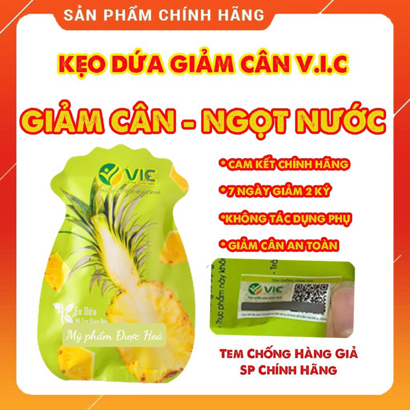 🍍Kẹo Dứa giảm cân- Túi 7 viên- Tặng kèm Toxtox thảo mỡ.🍆