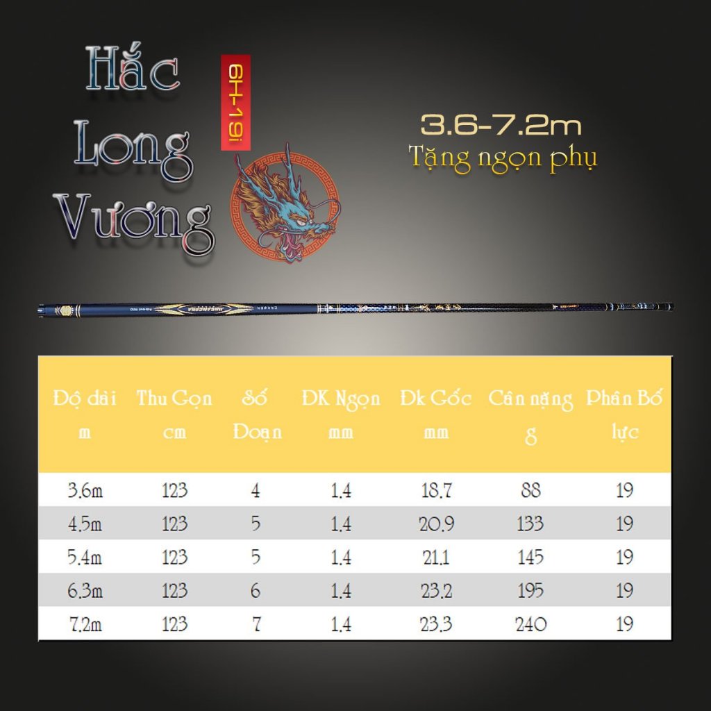 Cần câu đài nội địa trung Hắc Long Vương 6H
