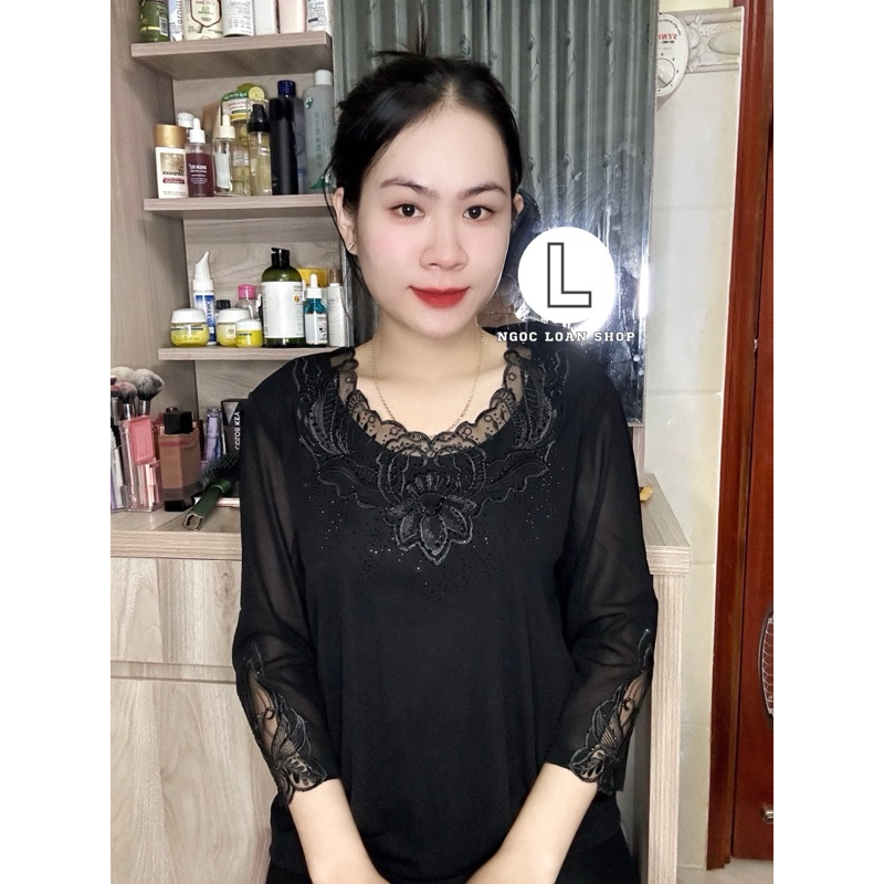 Áo voan nhũ hai lớp trung niên , áo kiểu trung niên QC _ngọc loan shop