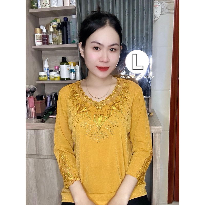 Áo voan nhũ hai lớp trung niên , áo kiểu trung niên QC _ngọc loan shop