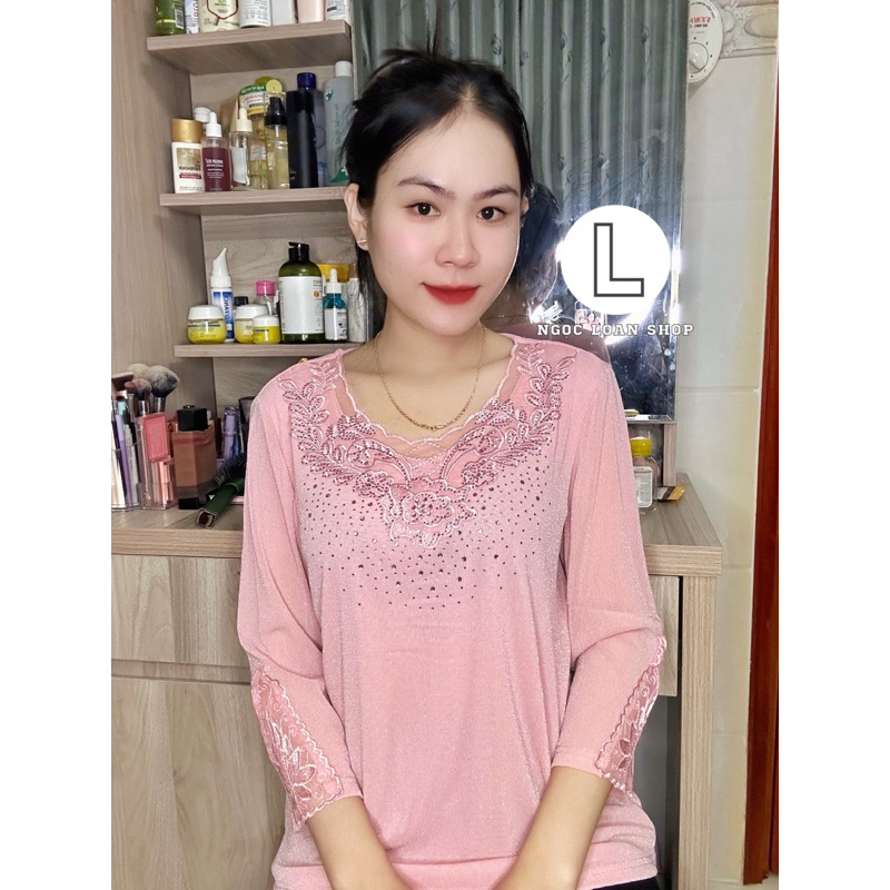 Áo voan nhũ hai lớp trung niên , áo kiểu trung niên QC _ngọc loan shop