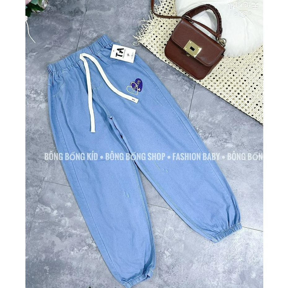 Quần  jeans giấy chun chân gấu cao cấp BÉ GÁI