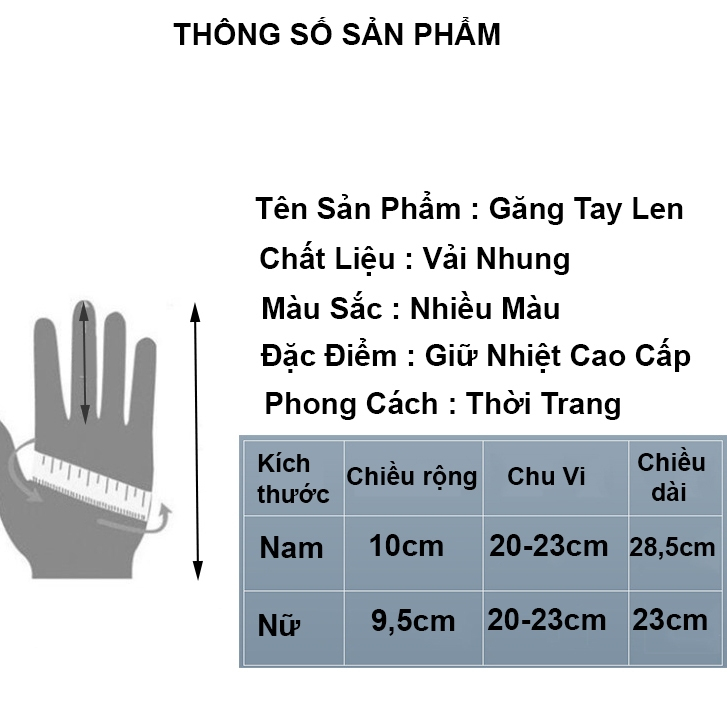 Găng tay len nữ bao tay vải nam nữ giữ ấm mùa đông lót nhung chống thấm nước cao cấp