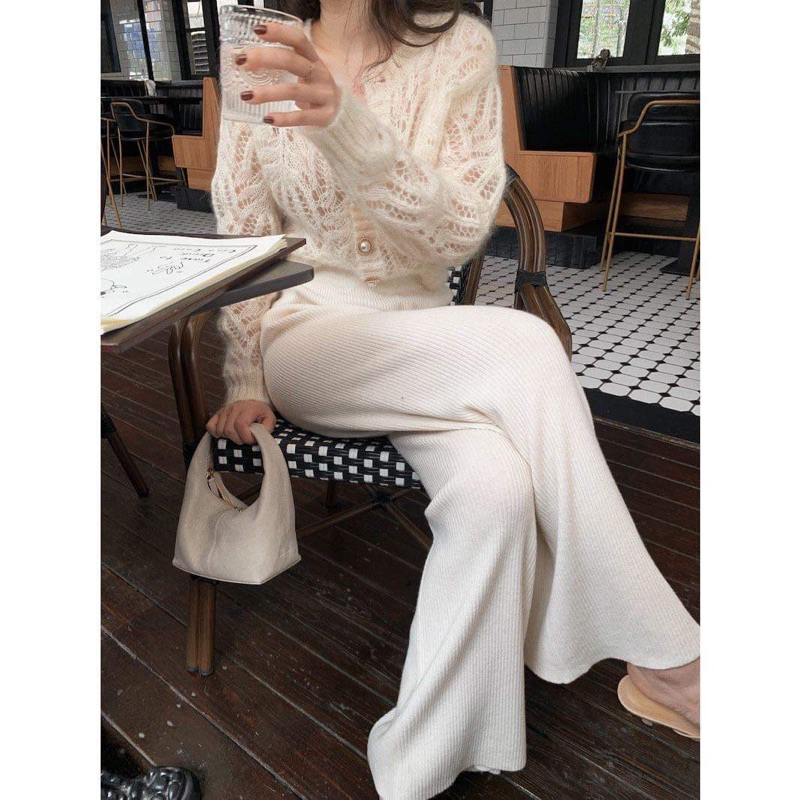 Áo cadigan len lướt cúc ngọc